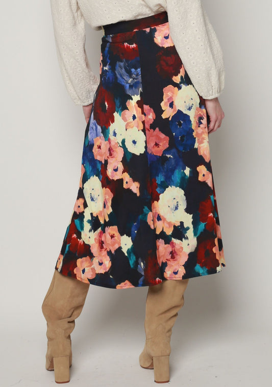 JUPE JINOL FLEURS DHIVER CORAIL