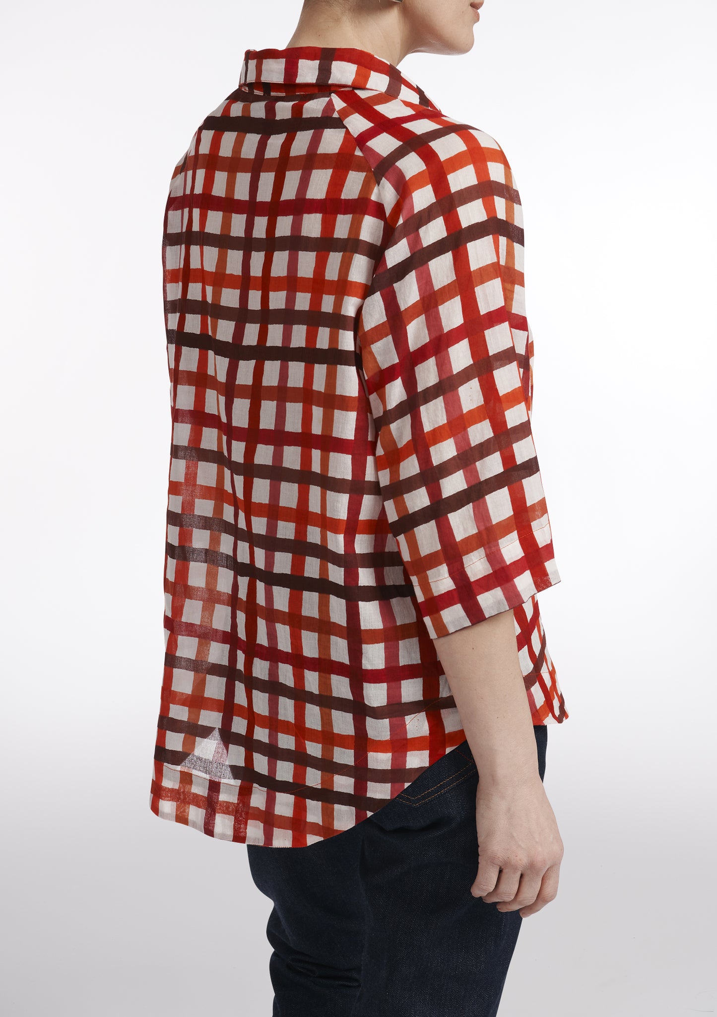 CHEMISE CAMILLE DAMIER ROUGE