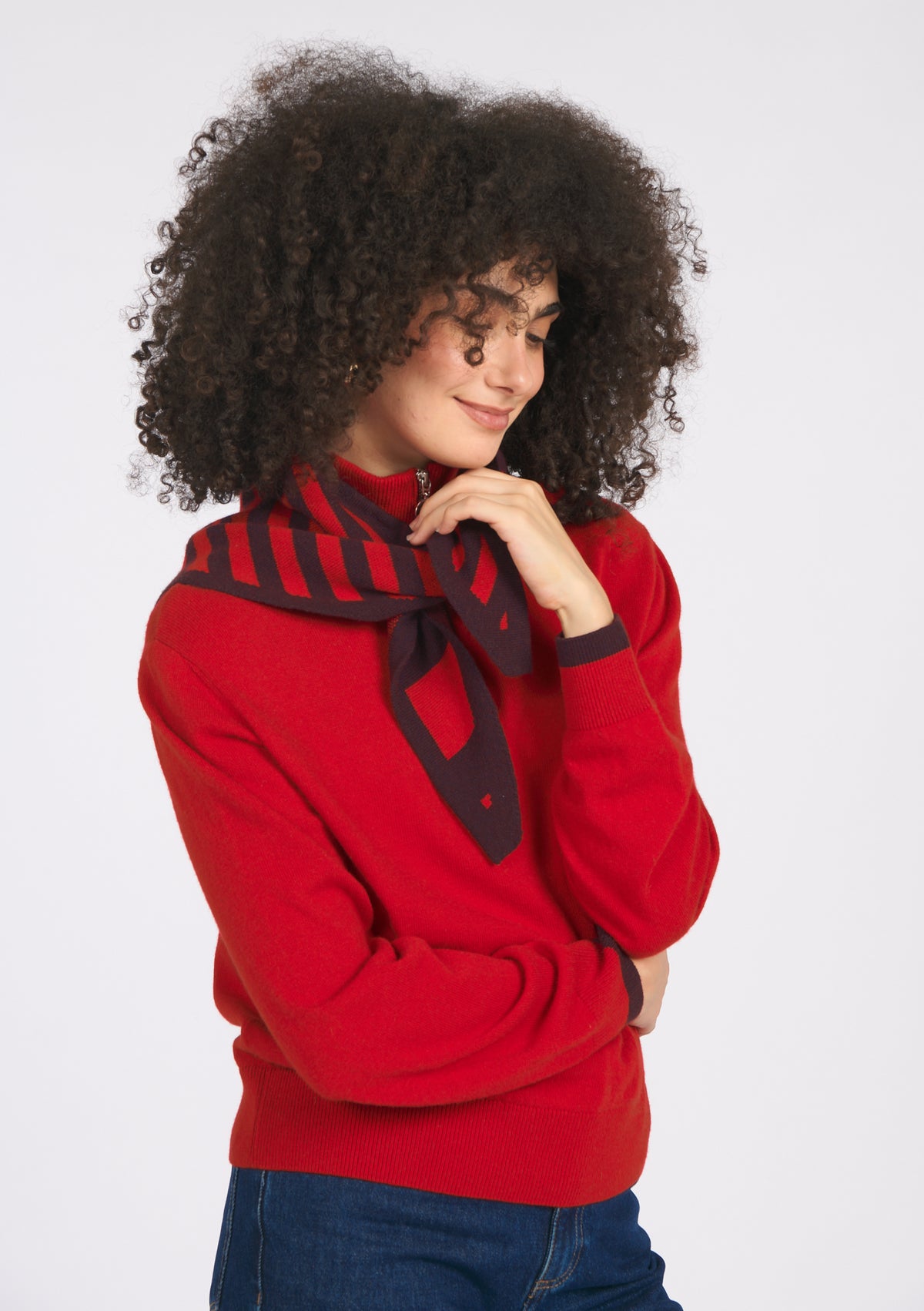ECHARPE FRIANGLE RAYE ROUGE