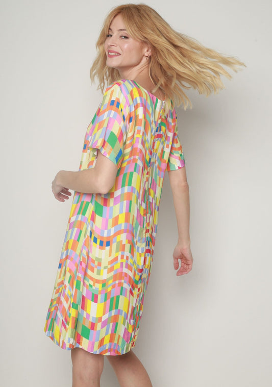 ROBE ROUGE COLORAMA MULTICOLORE