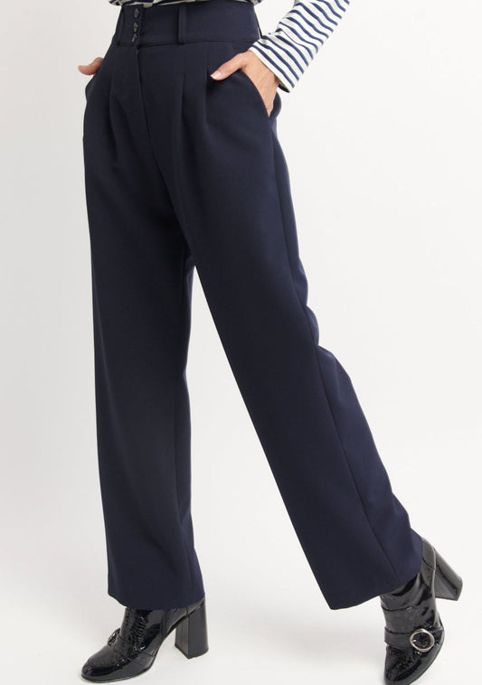 PANTALON PLARG TAILLE HAUTE MARINE