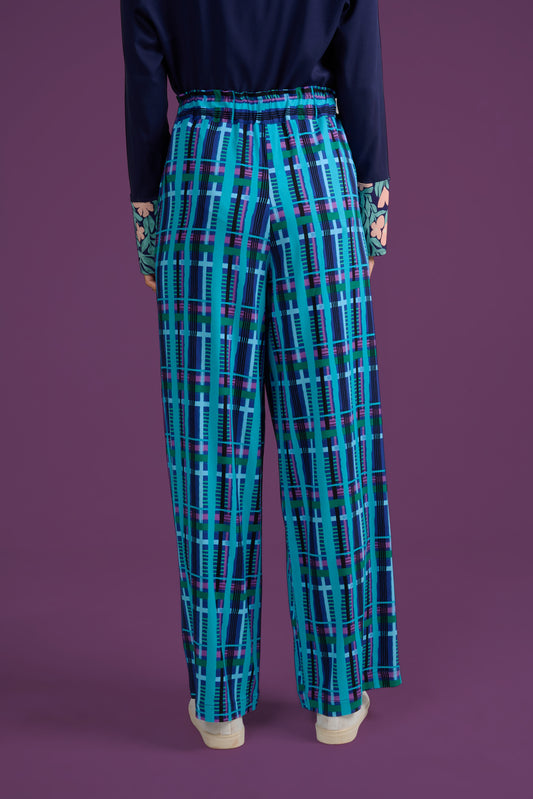 PANTALON POKI TARTAN BLEU