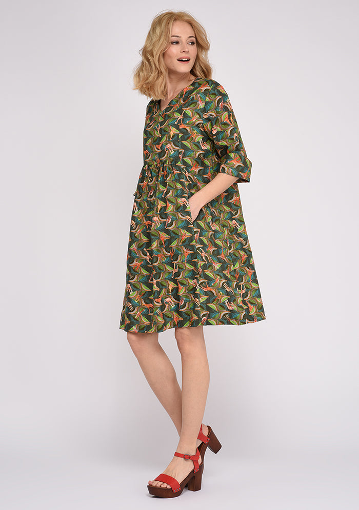 TISSU EN COTON LÉGER IMPRIMÉ WAX VERT GIRAFE