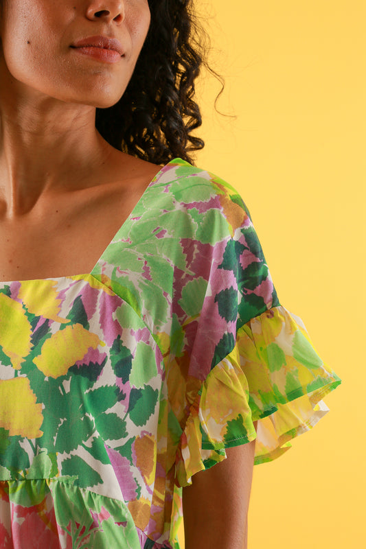 BLOUSE TANTO FEUILLAGE JAUNE