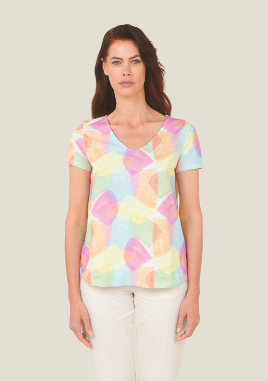 TEE SHIRT TOCHE ARLEQUIN ROSE