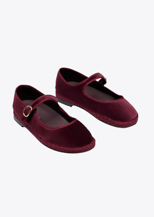 BALLERINE EN VELOURS CEBEAU UNI BORDEAUX - FLABELUS