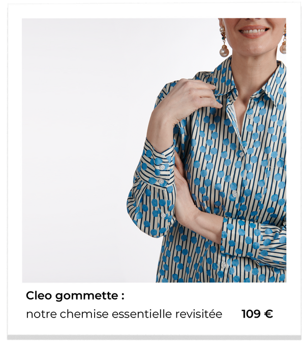 CHEMISE CLEO GOMMETTE RAYE BLEU