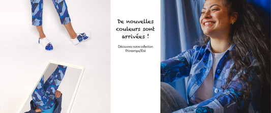 TISSU EN COTON STRETCH UN PEU ÉPAIS IMPRIMÉ GRAPHIQUE BLEU ARCHI