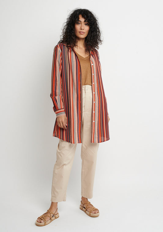 CHEMISIER CERAY LOTUS RAYURE BRIQUE