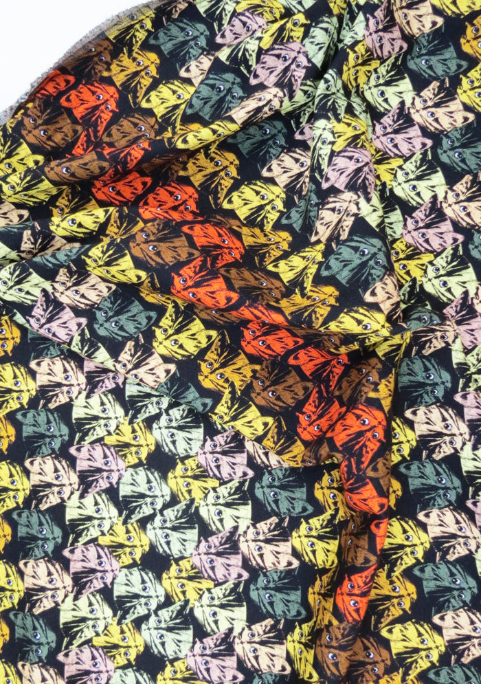 TISSU MILANO LOURD IMPRIMÉ FANTAISIE MULTICOLORE CHATS