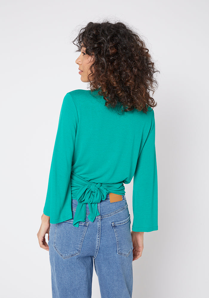 TOP CACHE COEUR EN MAILLE VERT