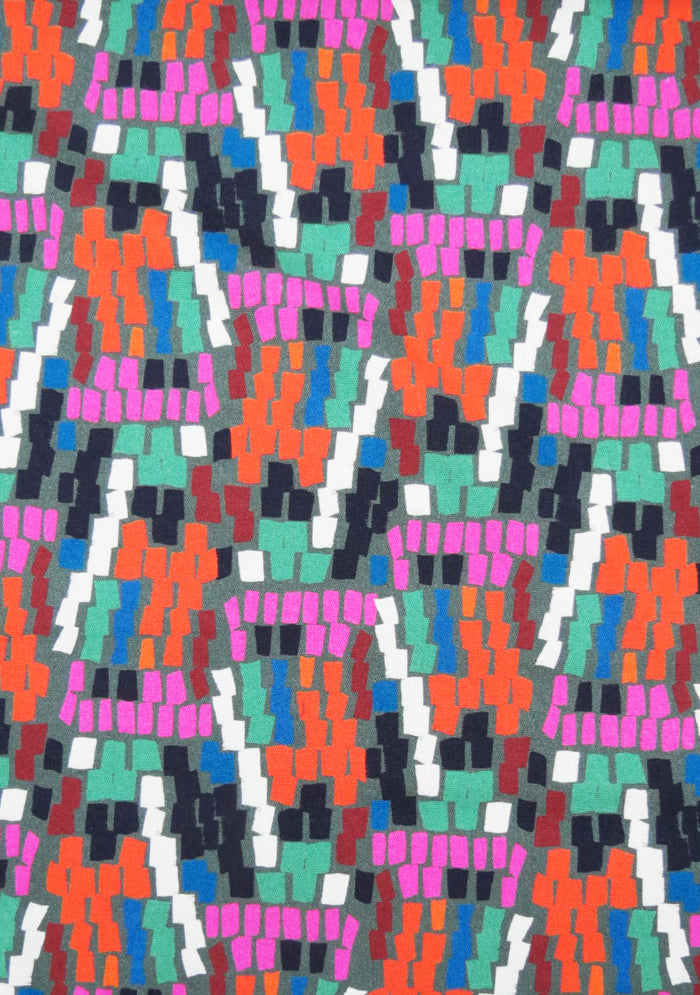 TISSU MILANO LOURD IMPRIMÉ FANTAISIE MULTICOLORE GRAPHIQUE VUE D'EN HAUT