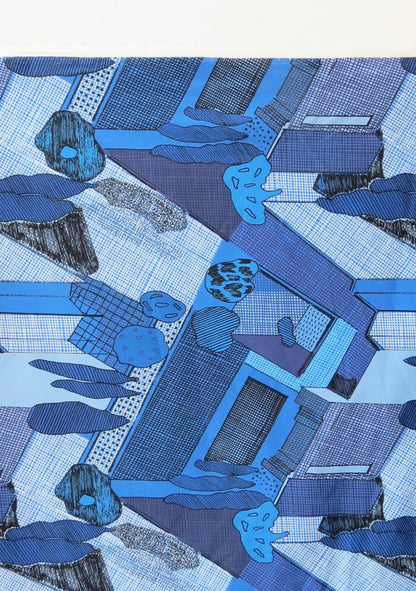 TISSU EN COTON STRETCH UN PEU ÉPAIS IMPRIMÉ GRAPHIQUE BLEU ARCHI