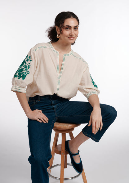 CHEMISE CAROLINE BRODERIE ECRU
