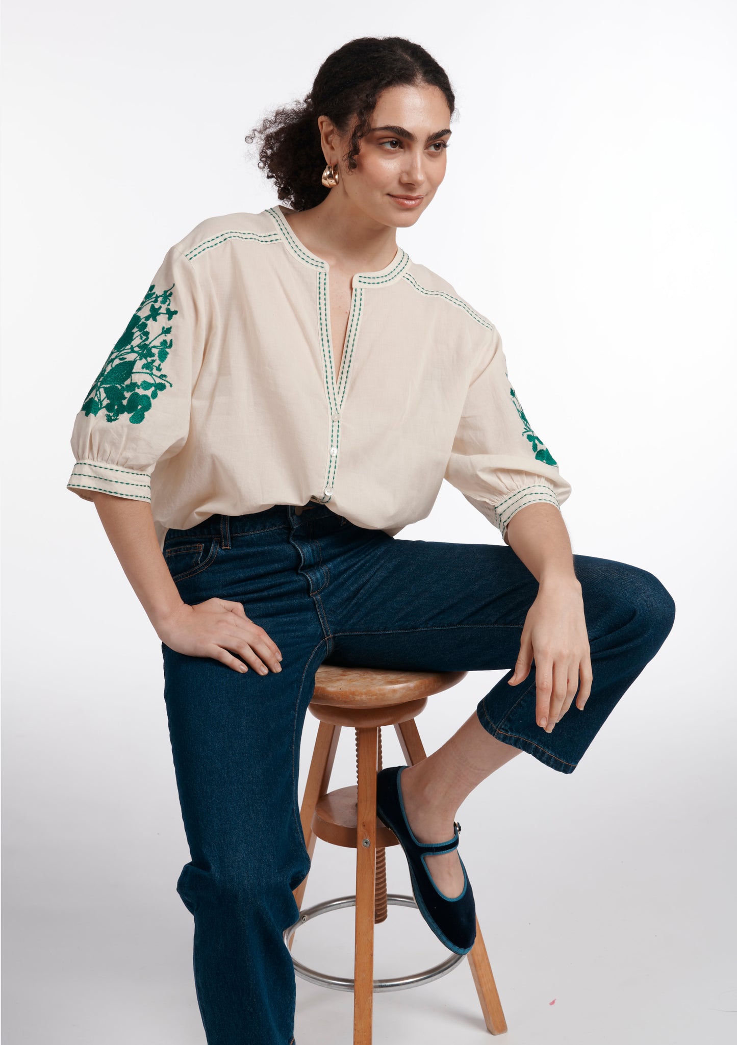 CHEMISE CAROLINE BRODERIE ECRU