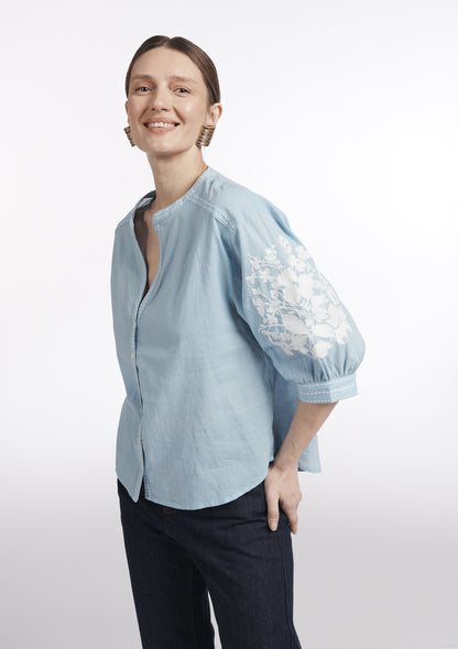 CHEMISE CAROLINE BRODERIE BLEU