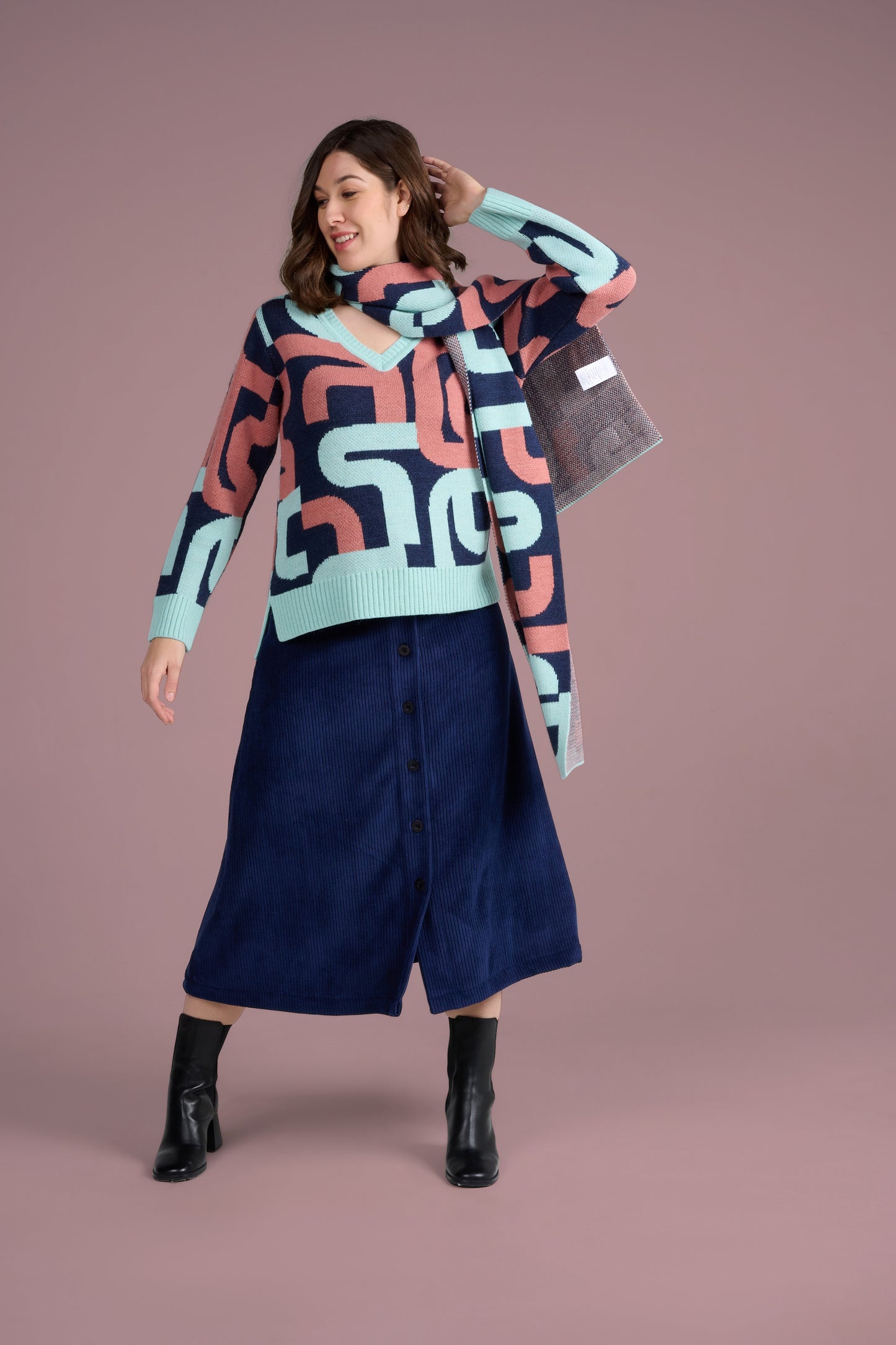 ECHARPE CALIGRAPHIE MARINE