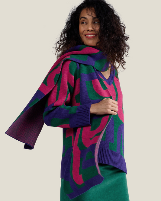 ECHARPE CALIGRAPHIE VERT