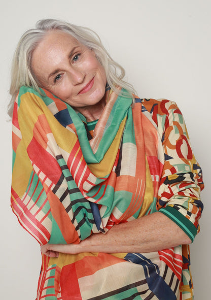 FOULARD FIVER ALPHABET ECRU