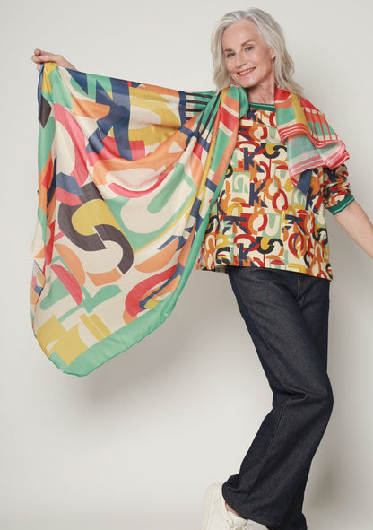 FOULARD FIVER ALPHABET ECRU