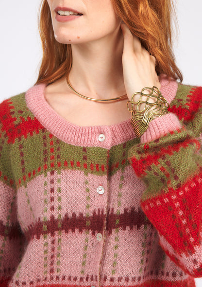 VESTE GAUTIER TARTAN ROSE