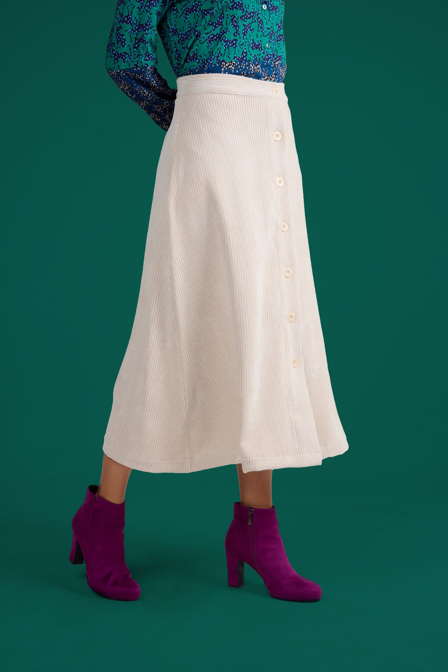 JUPE JINOU VELOURS ECRU