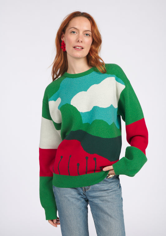PULL LAURANE PAYSAGE ROUGE