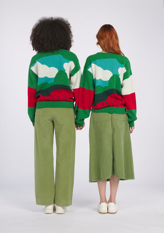 PULL LAURANE PAYSAGE ROUGE