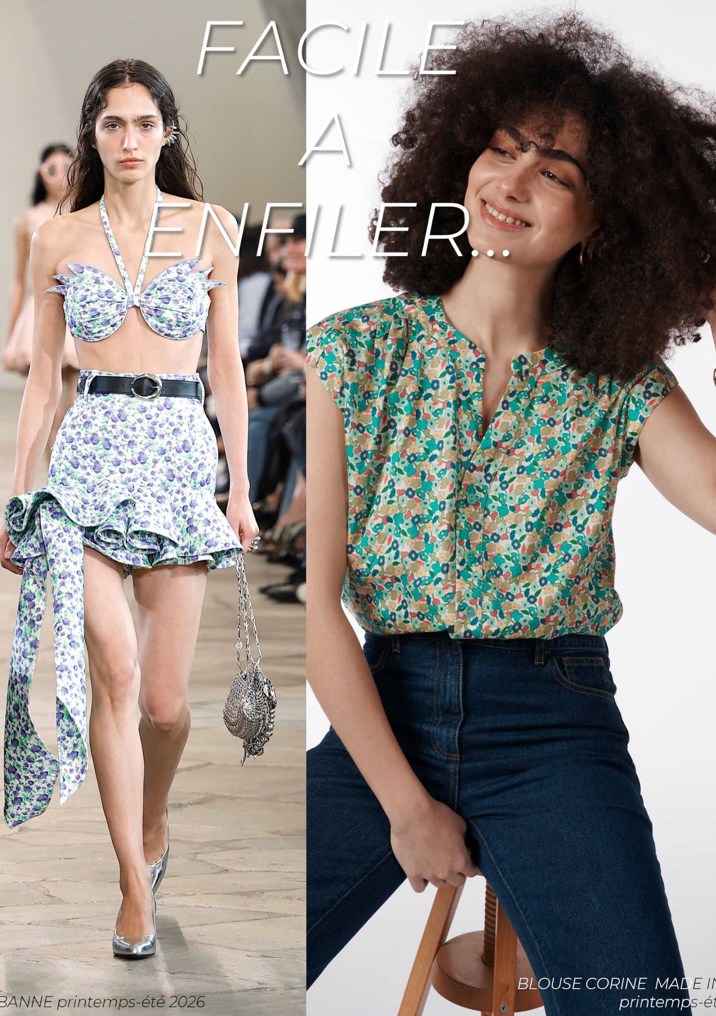 CHEMISIER CORINE FLORAISON BLEU