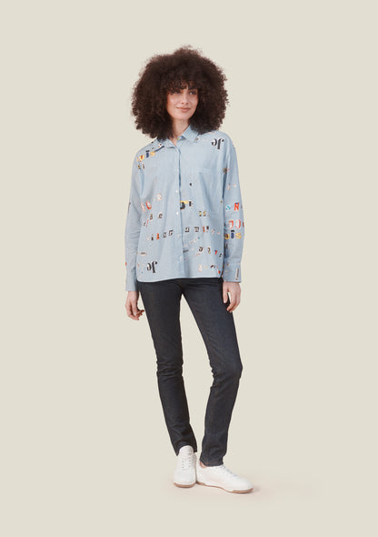 CHEMISE CLEO LETTRES BLEU