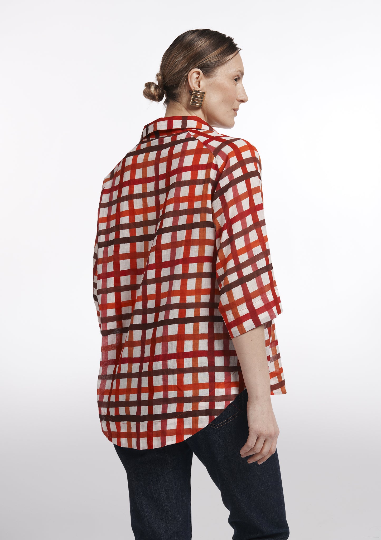 CHEMISE CAMILLE DAMIER ROUGE