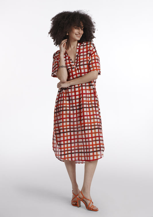 ROBE RUDI DAMIER ROUGE