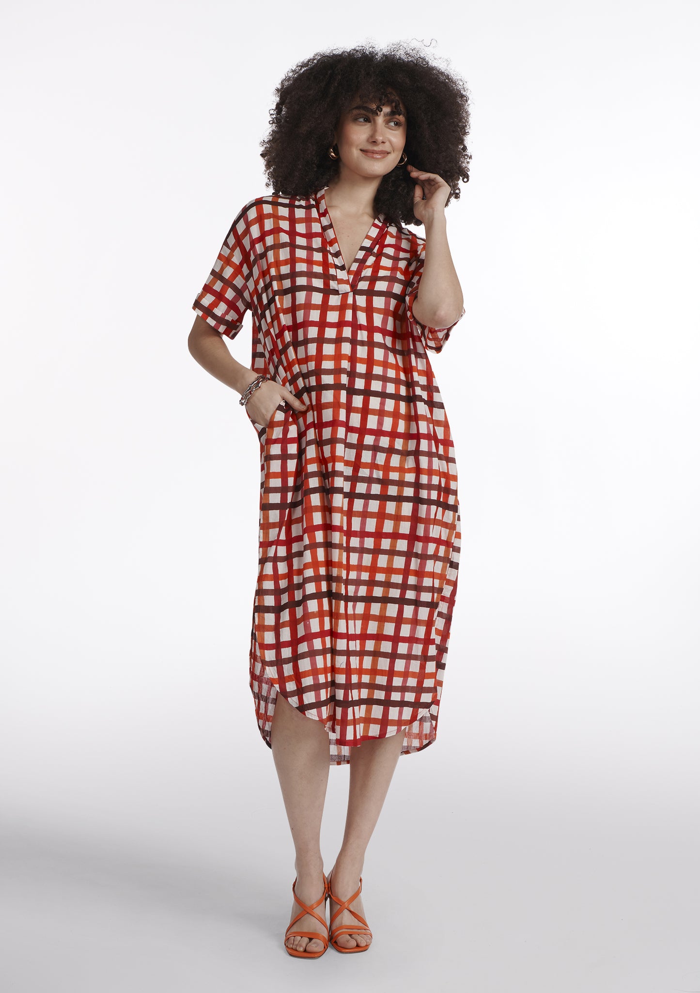 ROBE RUDI DAMIER ROUGE