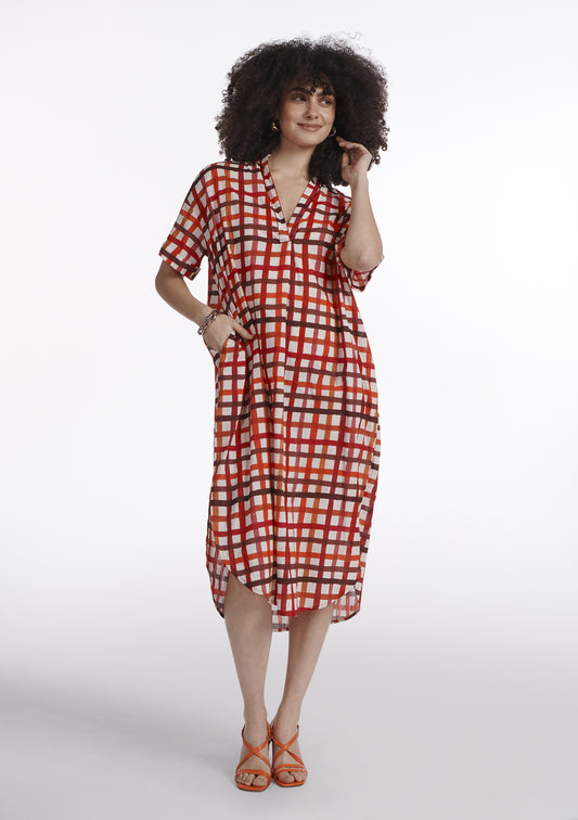 ROBE RUDI DAMIER ROUGE