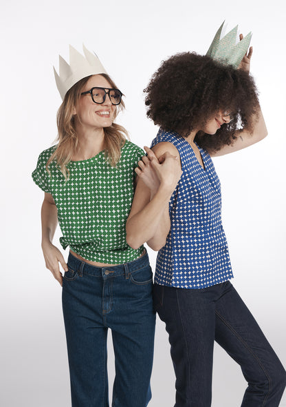 BLOUSE TOPSA ROND VERT