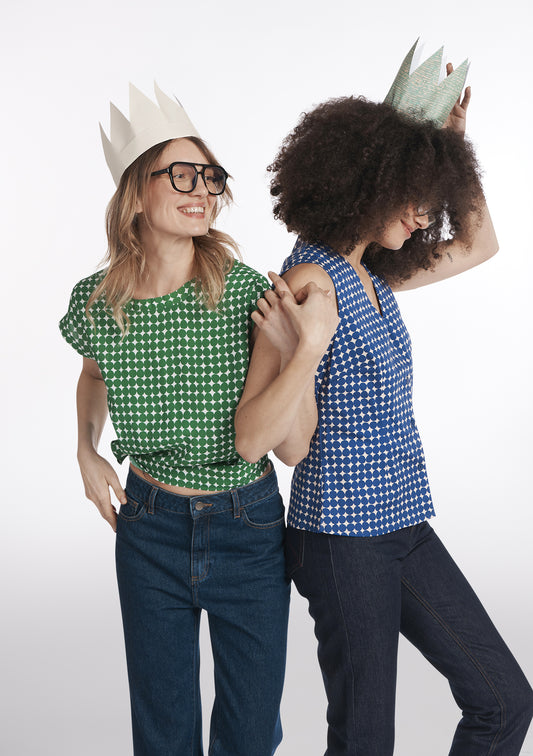 BLOUSE TOPSA ROND VERT