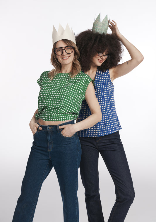 BLOUSE TOPSA ROND VERT