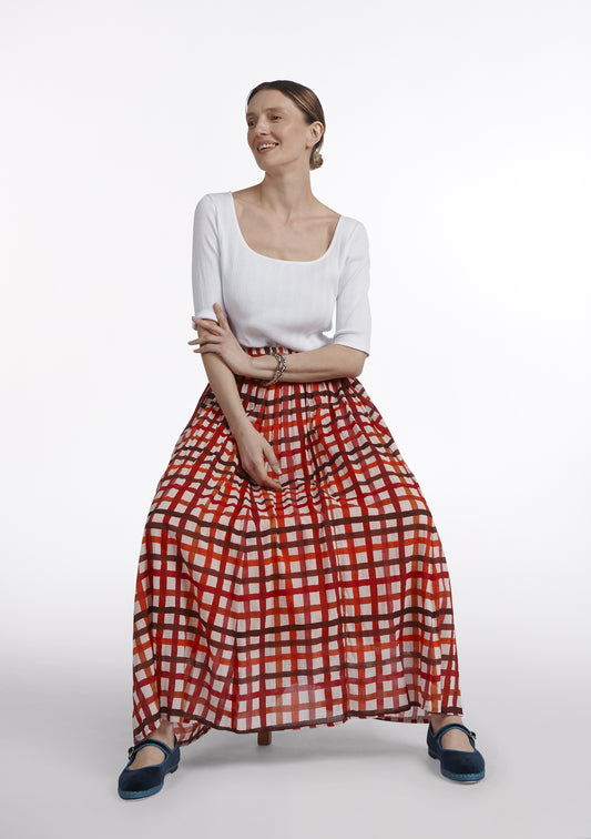 JUPE JULIANE DAMIER ROUGE