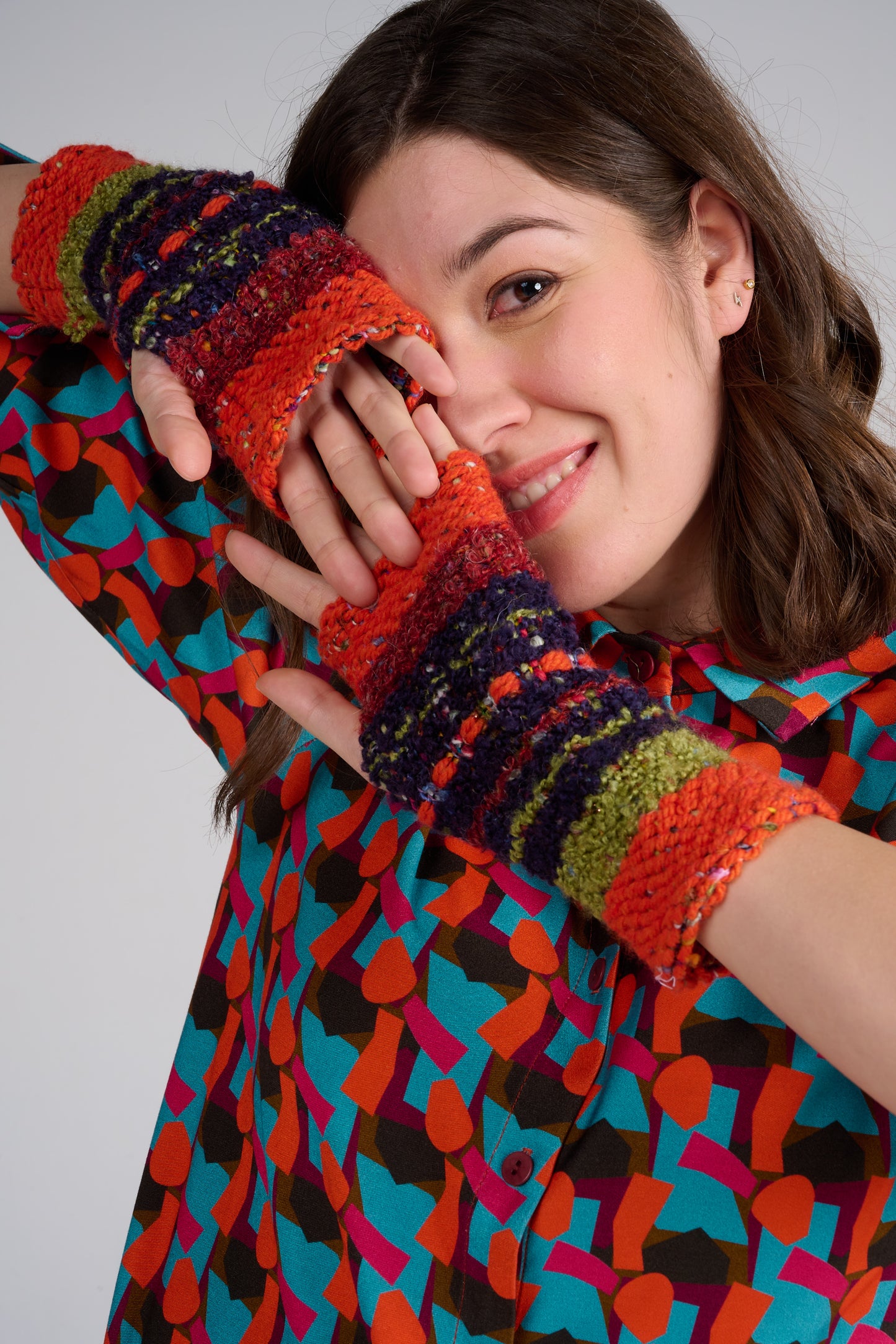 MITAINES MITEN RAYURES ORANGE