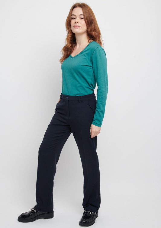 PANTALON DROIT TAILLE HAUTE MARINE