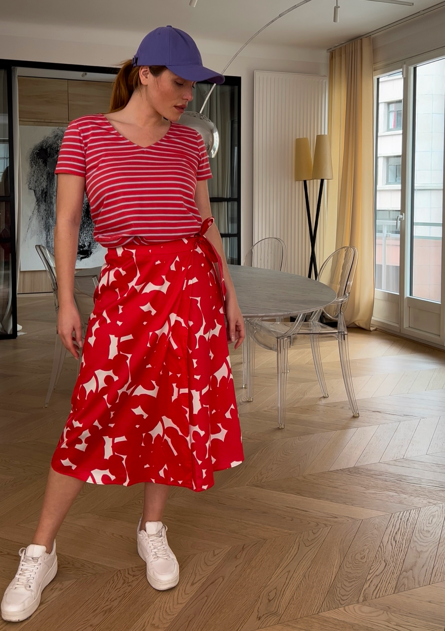 T-SHIRT TONY RAYURES LILAS