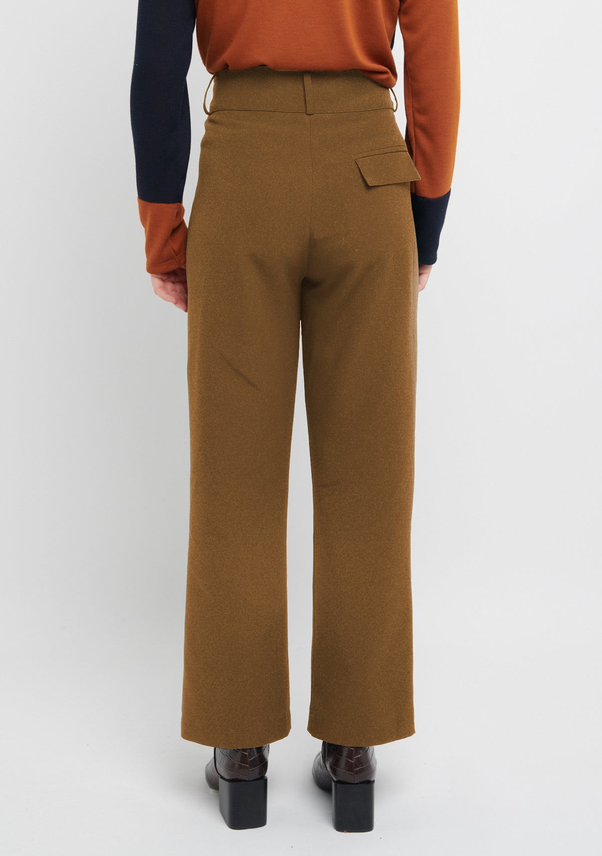 PANTALON TAILLE HAUTE À PINCE CAMEL