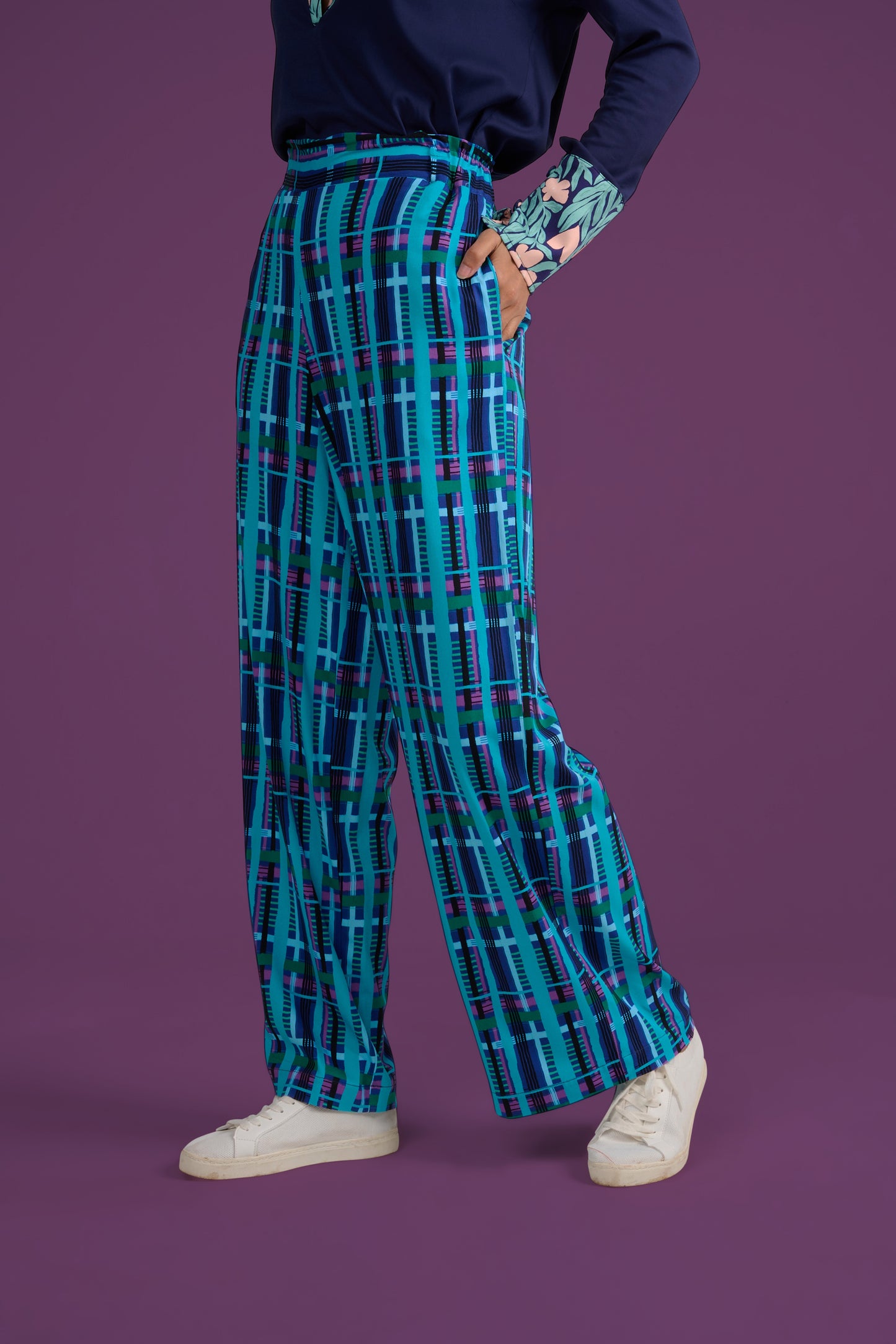 PANTALON POKI TARTAN BLEU