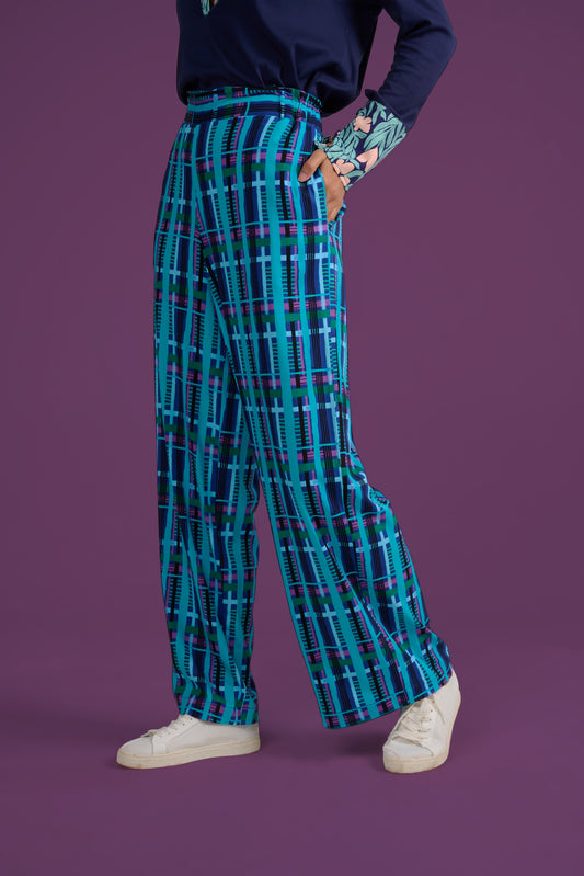 PANTALON POKI TARTAN BLEU