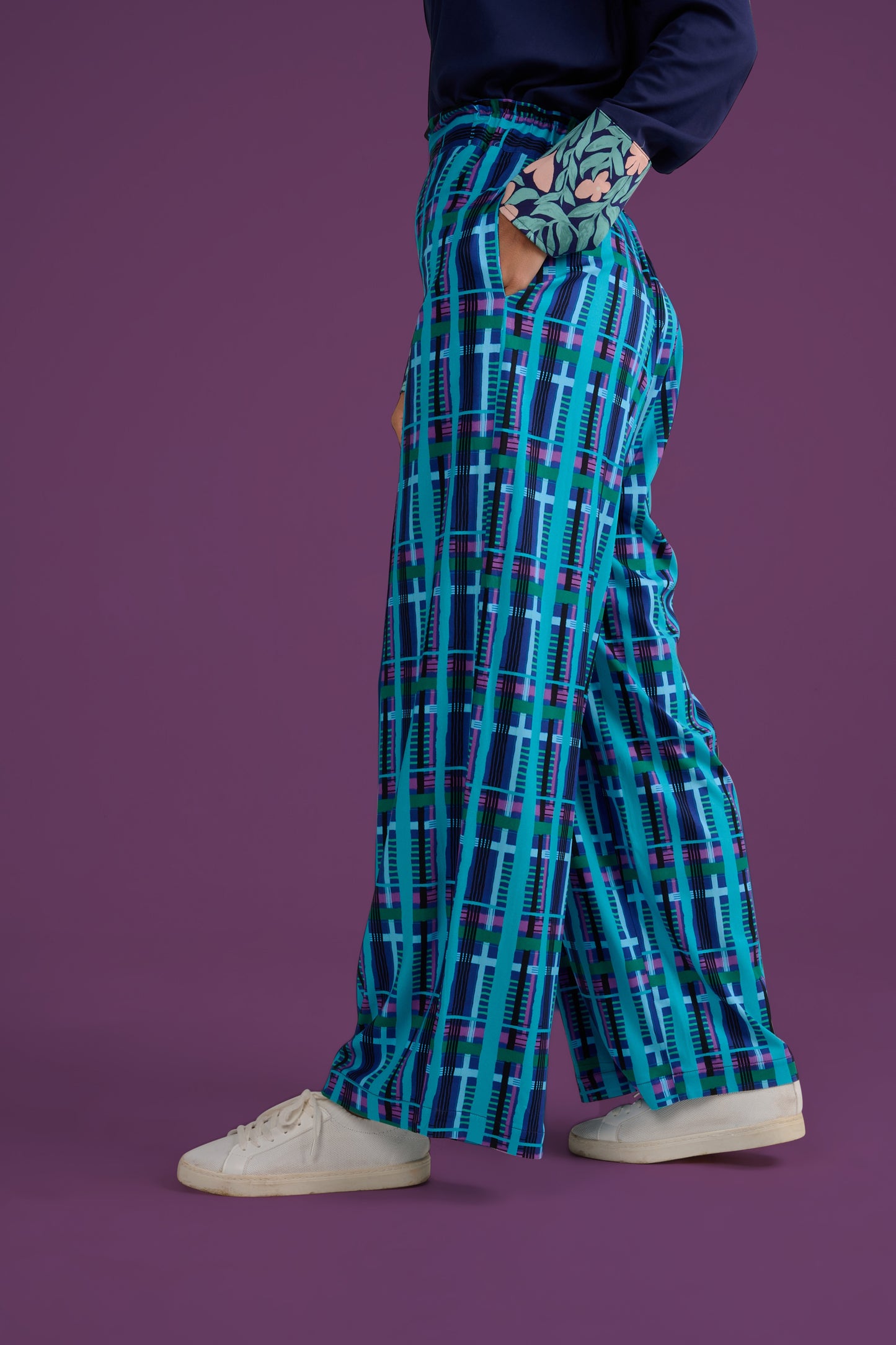 PANTALON POKI TARTAN BLEU