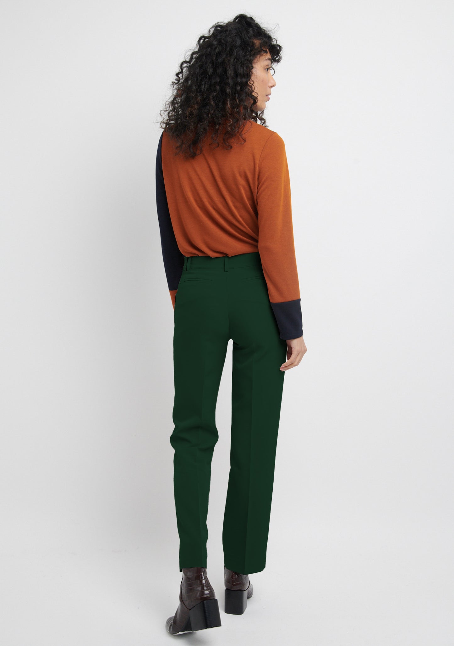 PANTALON DROIT TAILLE HAUTE VERT