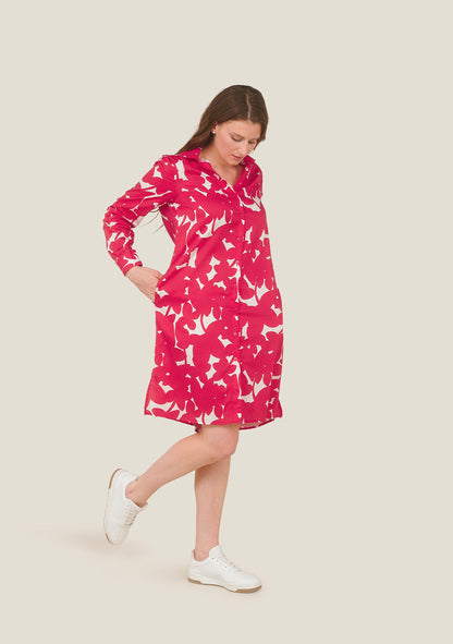 ROBE CHEMISE ROLO OMBRES ROUGE