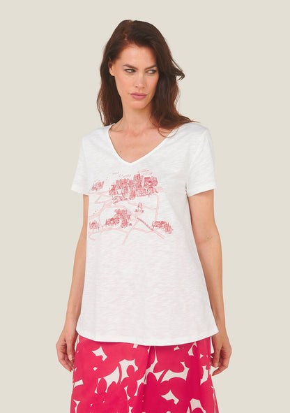 T-SHIRT TOCHE CITY ÉCRU