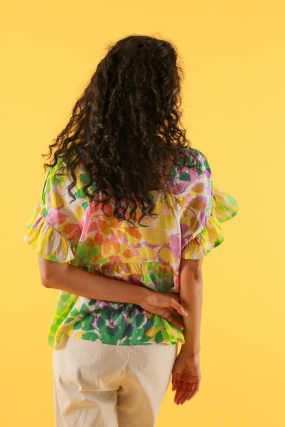 BLOUSE TANTO FEUILLAGE JAUNE