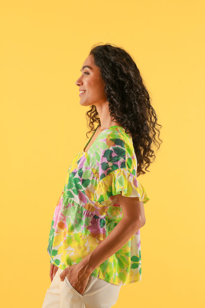 BLOUSE TANTO FEUILLAGE JAUNE